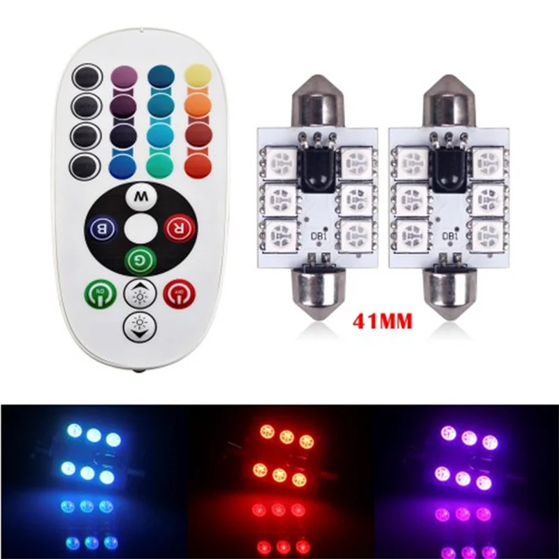 

Signal Light RGB Colorful Reading Light Double Pointed 6 Light 31/36/39/41mm Compartment Light Indoor Light With Remote Control