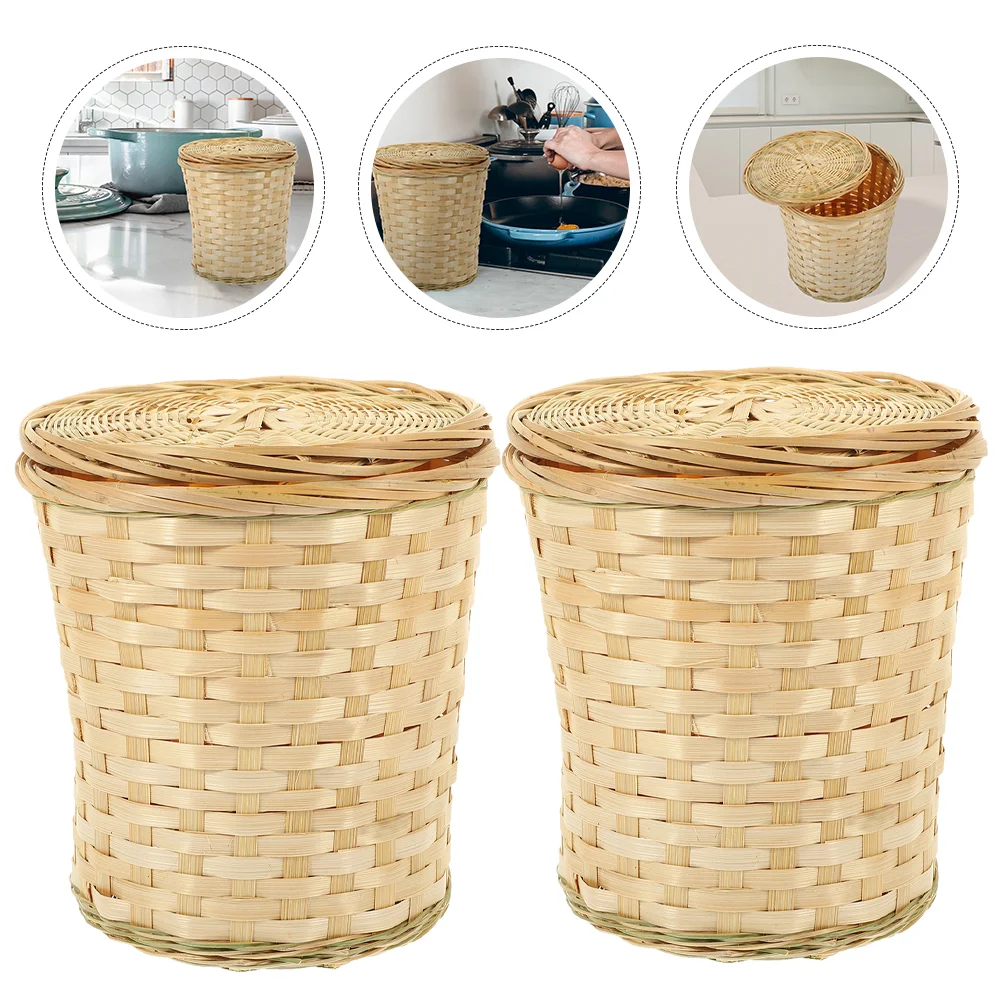 

Basket Storage Woven Loose Tea Leaf Vegetable Fruit Sundries Container Handwith Lid Egg Decorative