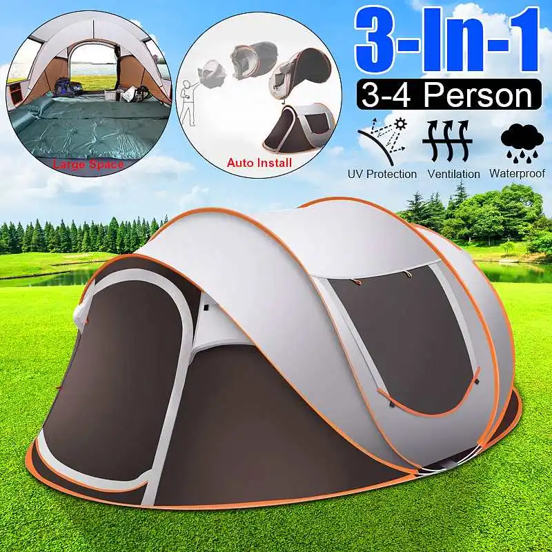 

2023 Automatic Open Up Tent, 3-4 Person Outdoor Instant Setup Tent 4 Season Waterproof Tent for Hiking, Camping, Travell Sun