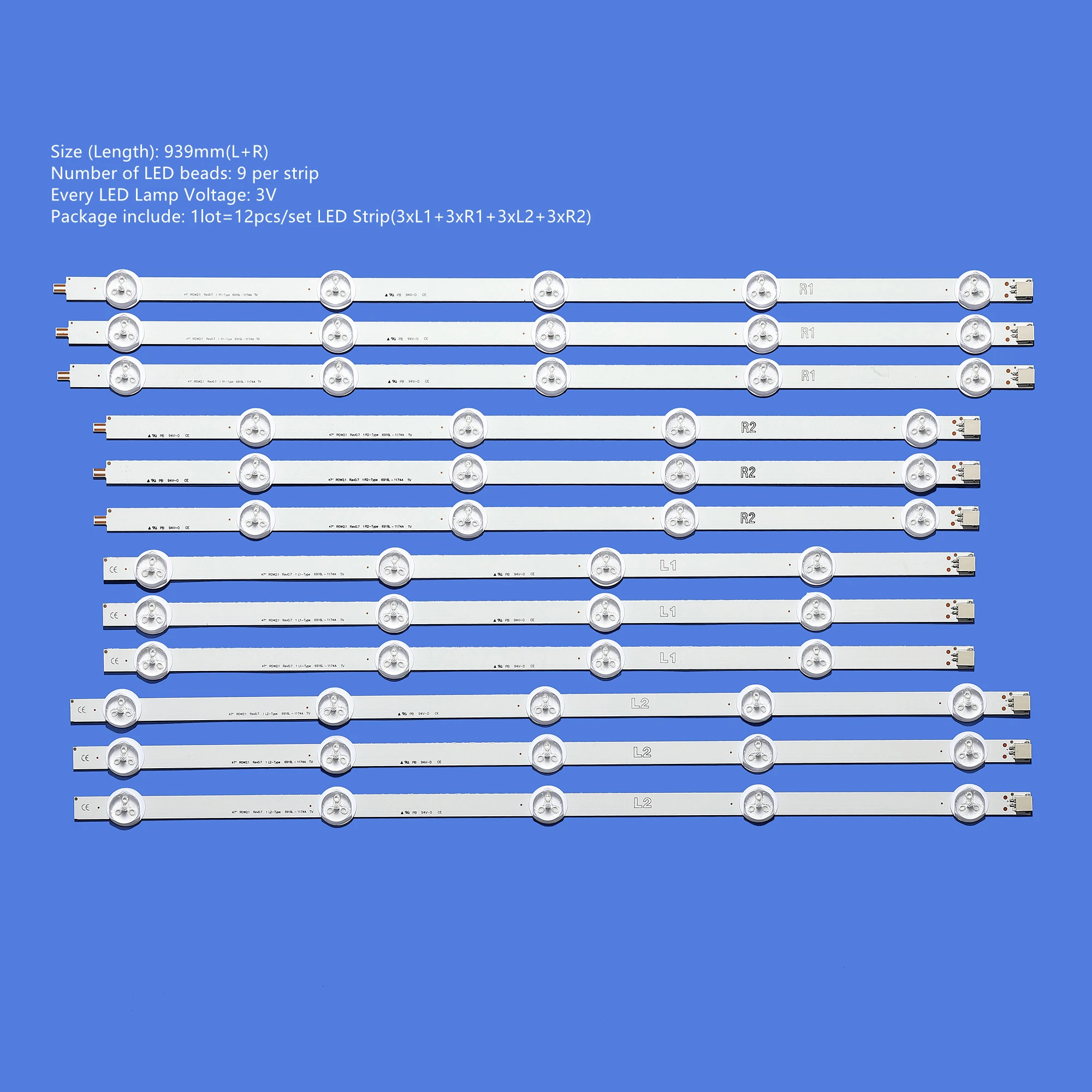 60pcs LED STRIP For LIG 47inch LC470DU 47LN5200 47LN5400-CN 47LN5700 47LA620V 6916L-1174A 6916L-1175A 6916L-1176A 6916L-1177A