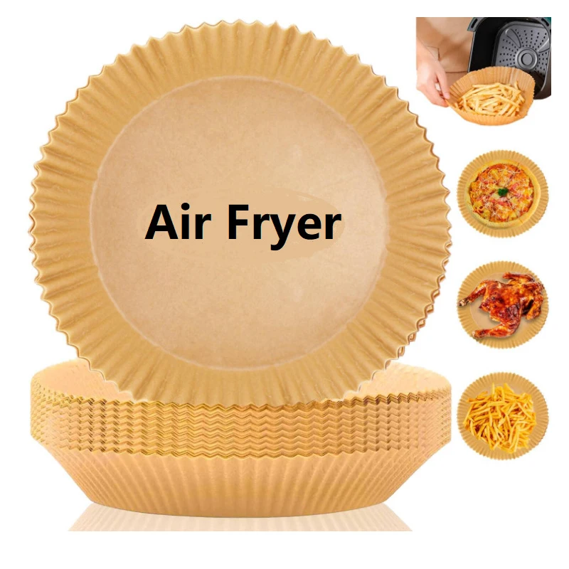 

50~200PCS Air Fryer Liners Baking Paper Non-Stick Disposable Parchment Paper Tray Barbecue Plate Food Oven Kitchen Wax Paper