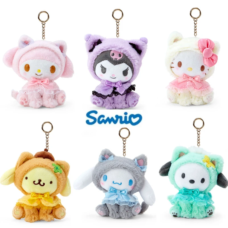 

Cute Kuromi Cinnamoroll MyMelody Hellokitty Plush Toy Doll Keychain Pendant Sanrio Anime Peripheral Girls Birthday Gift