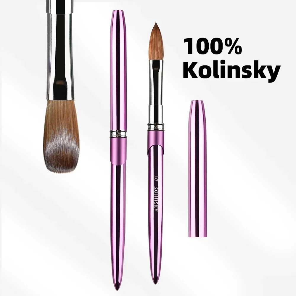 100% акриловая кисть для ногтей Kolinsky 1 шт. фиолетовая гофрированная металлическая