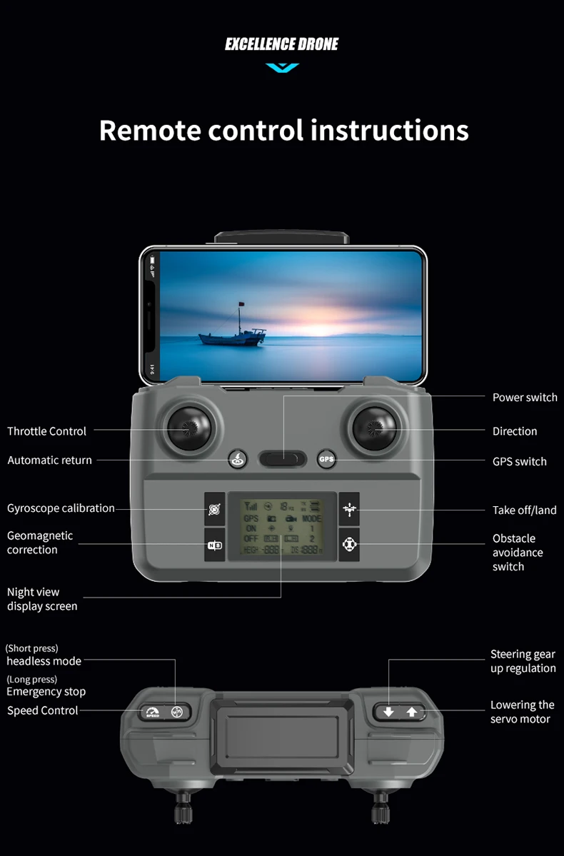 Дрон Радиоуправляемый с GPS и двойной камерой 4K HD Wi-Fi FPV