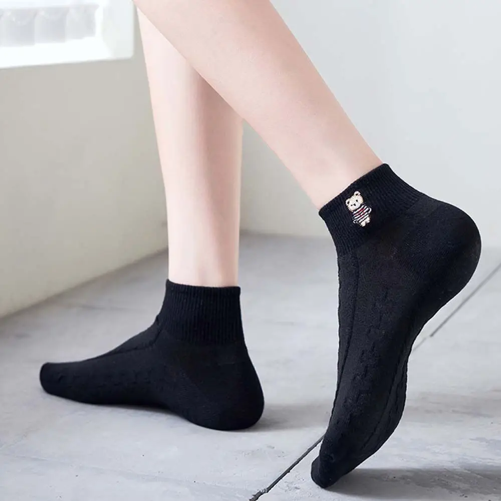 

Модные носки-лодочки, японские милые и милые короткие носки для девушек с изысканной вышивкой, черно-белые, в стиле jk