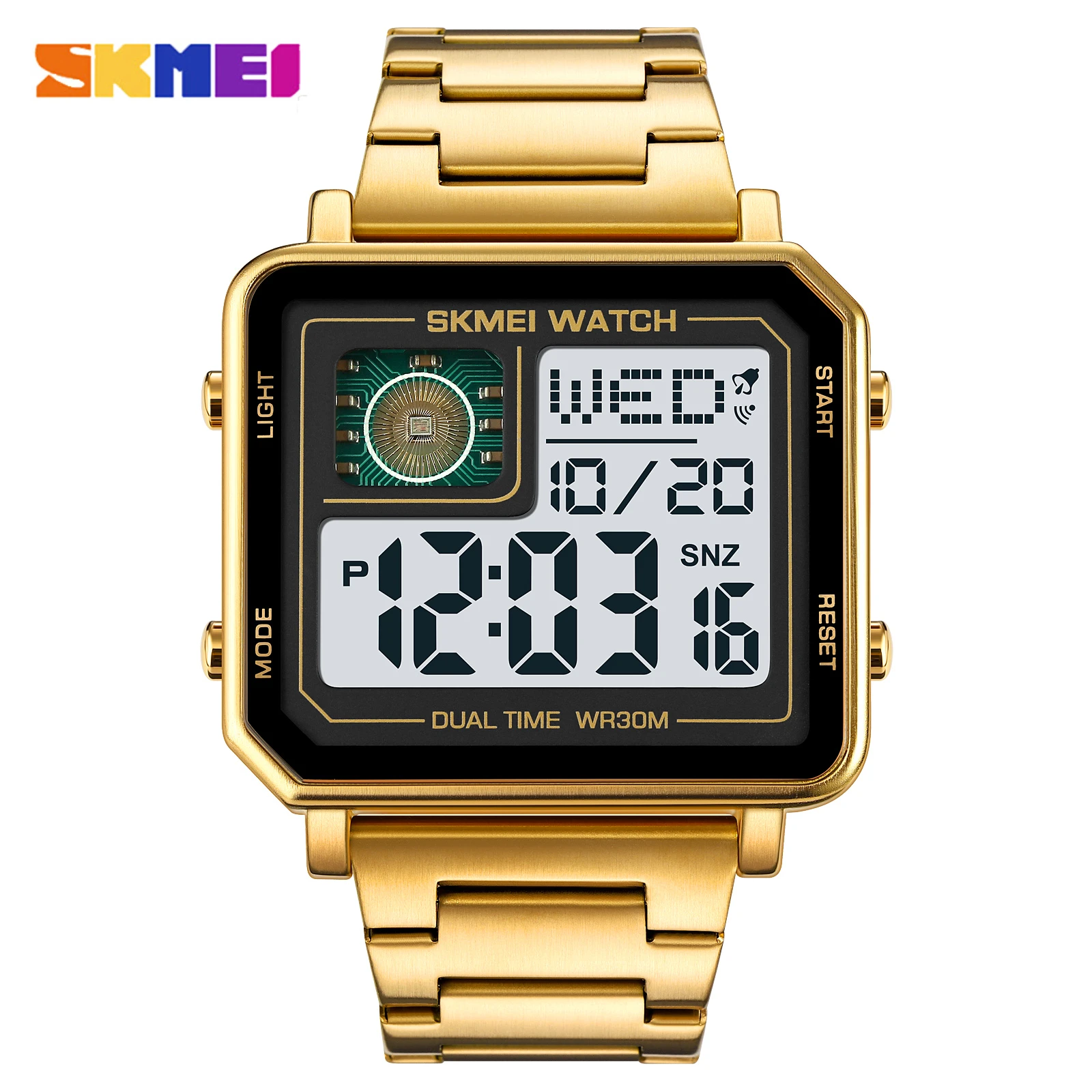 

SKMEI 2033 Rectangle Men's Electronic watches Metal Style Digital Watch Waterproof LED Luminous Casual Square Clock reloj hombre