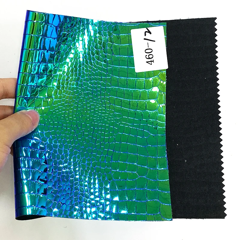 

Crocodile Embossed Holographic Mirror TPU Surface Synthetic Leather Fabric Sheet for Earrings Shoe Bag Jewelry Boxes Bow30*135CM