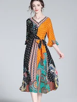 zuoman casual floral mulberry silk midi dress summer v neck loose 4xl size short sleeve dress women elegant loose vestidos