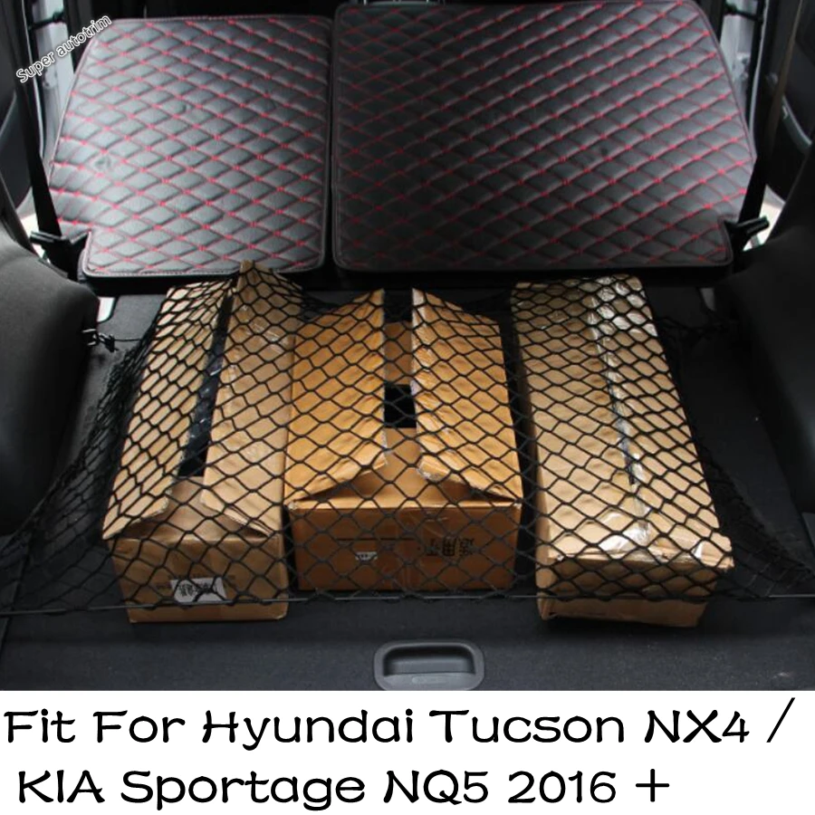 

Interior Rear Trunk Storage Luggage Net String Bag Baggage Organizer Mesh For Hyundai Tucson NX4 / KIA Sportage NQ5 2016 - 2023