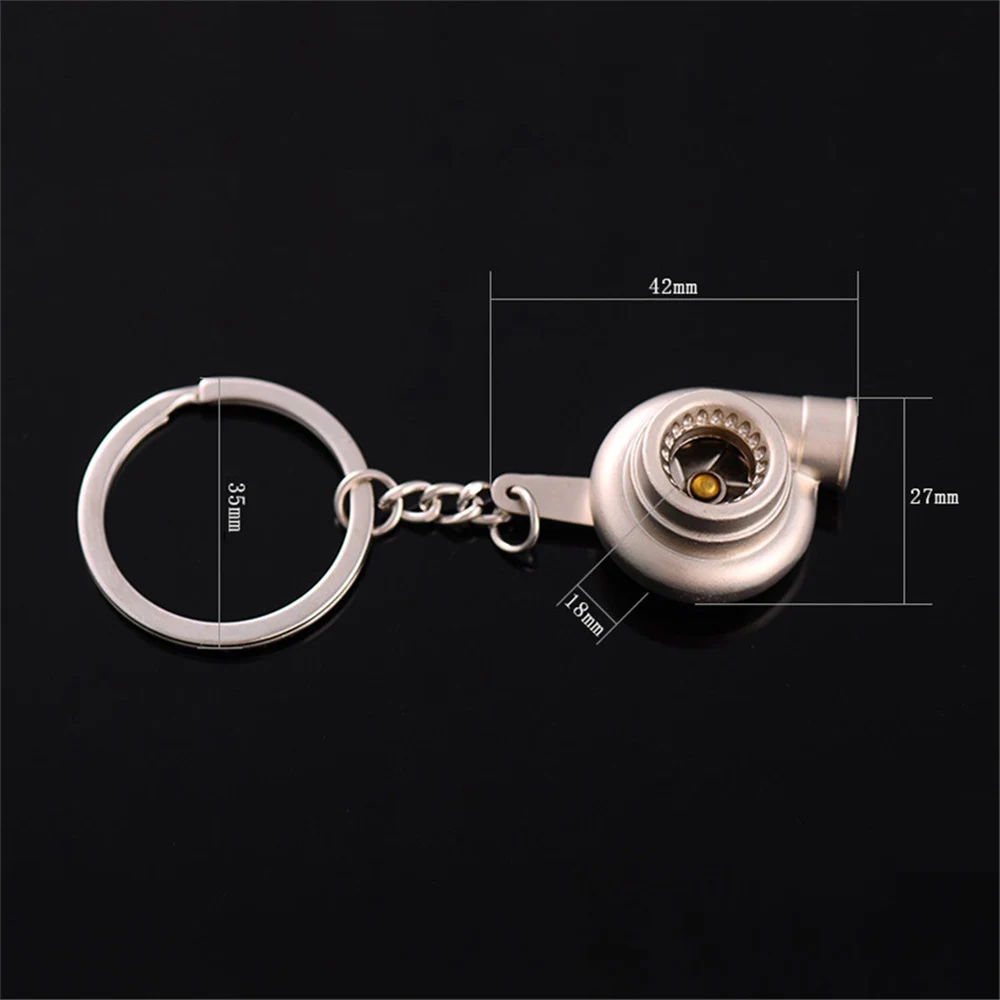 Mini Metal Turbo Turbocharger Keychain Cool Car Spinning Turbine Pendant Keyring For Women Men Key Decoration Accessories Gifts images - 6