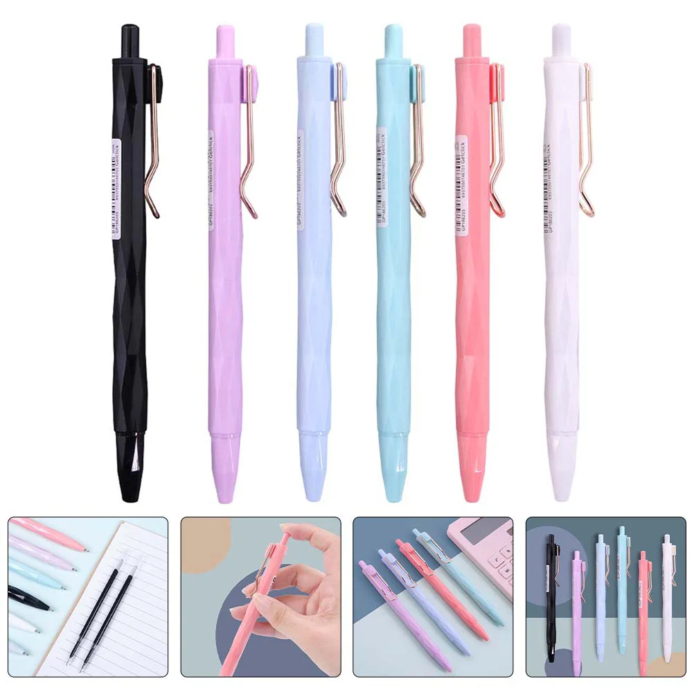 

6Pcs Students Pressing Pens Colorful Press Type Pens Adorable Testing Use Pens