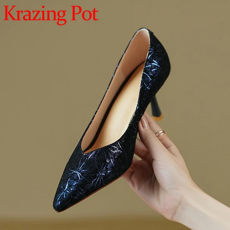 

Туфли Krazing Pot из воловьей кожи на среднем каблуке с квадратным носком, дышащие, изящные, винтажные вечерние, без застежек, с закрытым носком, н...