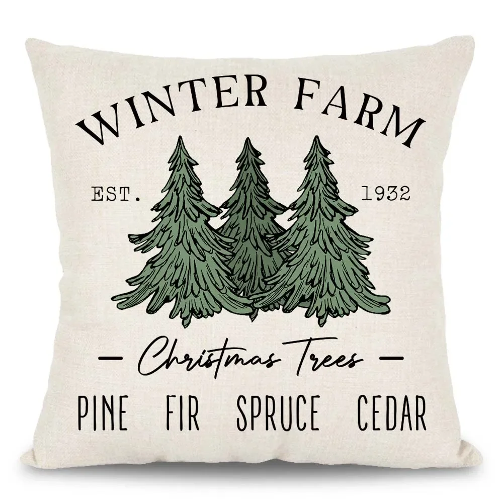 

Рождественский чехол для подушки, серый, лен/хлопок