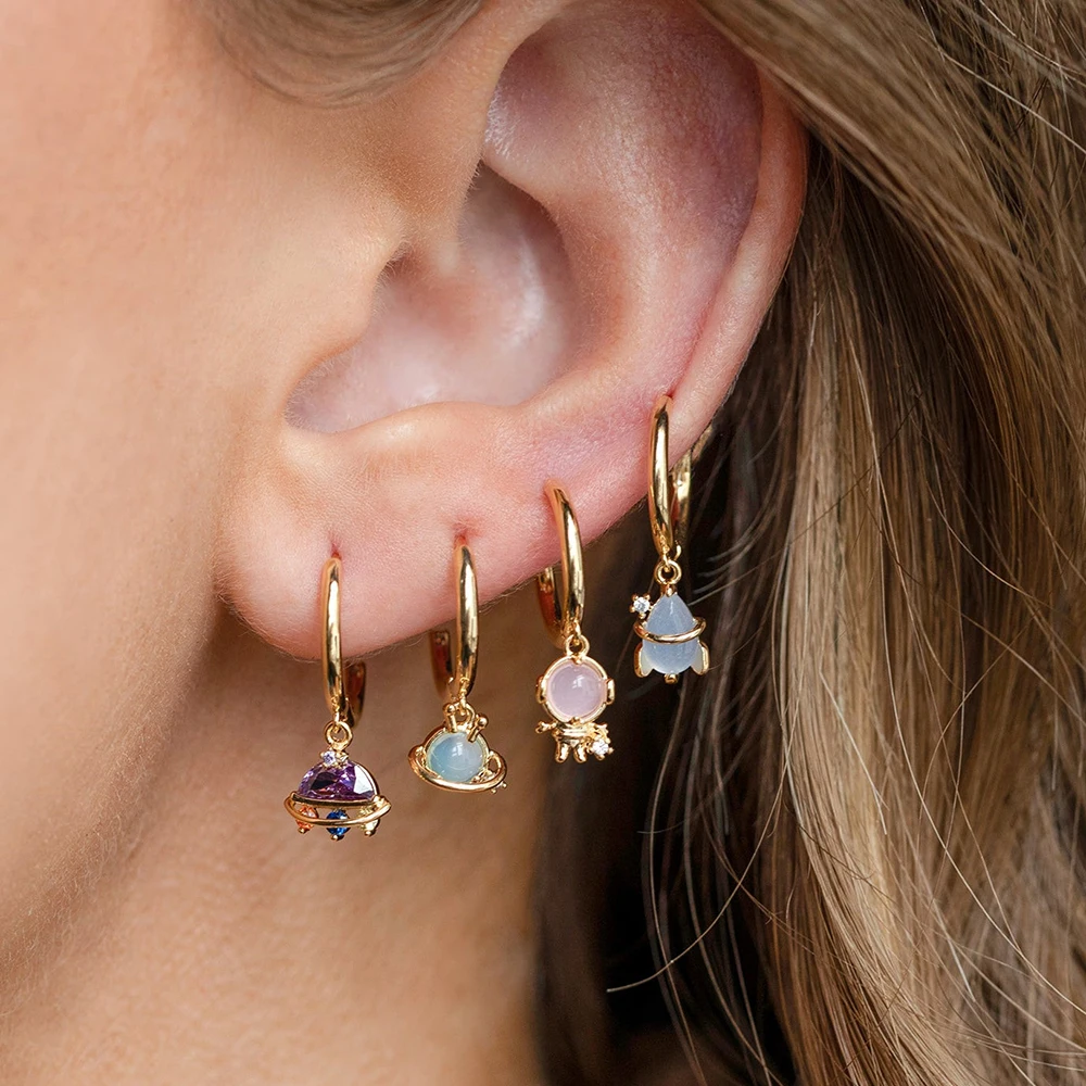 Серьги-подвески женские из нержавеющей стали с покрытием под золото 4 вида