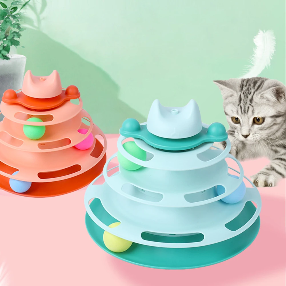 

4-слойная игрушка для домашних животных, кошек, «сделай сам», поворотный круг, котенок, устойчивая к царапинам башня, треки, шар-диск, трениро...