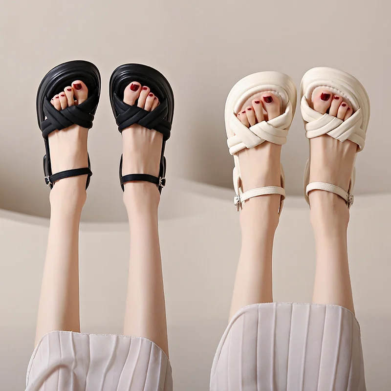 Summer New Platform Women Sandals Fashion Open Toe Thick Sole Flats Shoes Ladies Outdoor Elegant Gladiator Sandalias