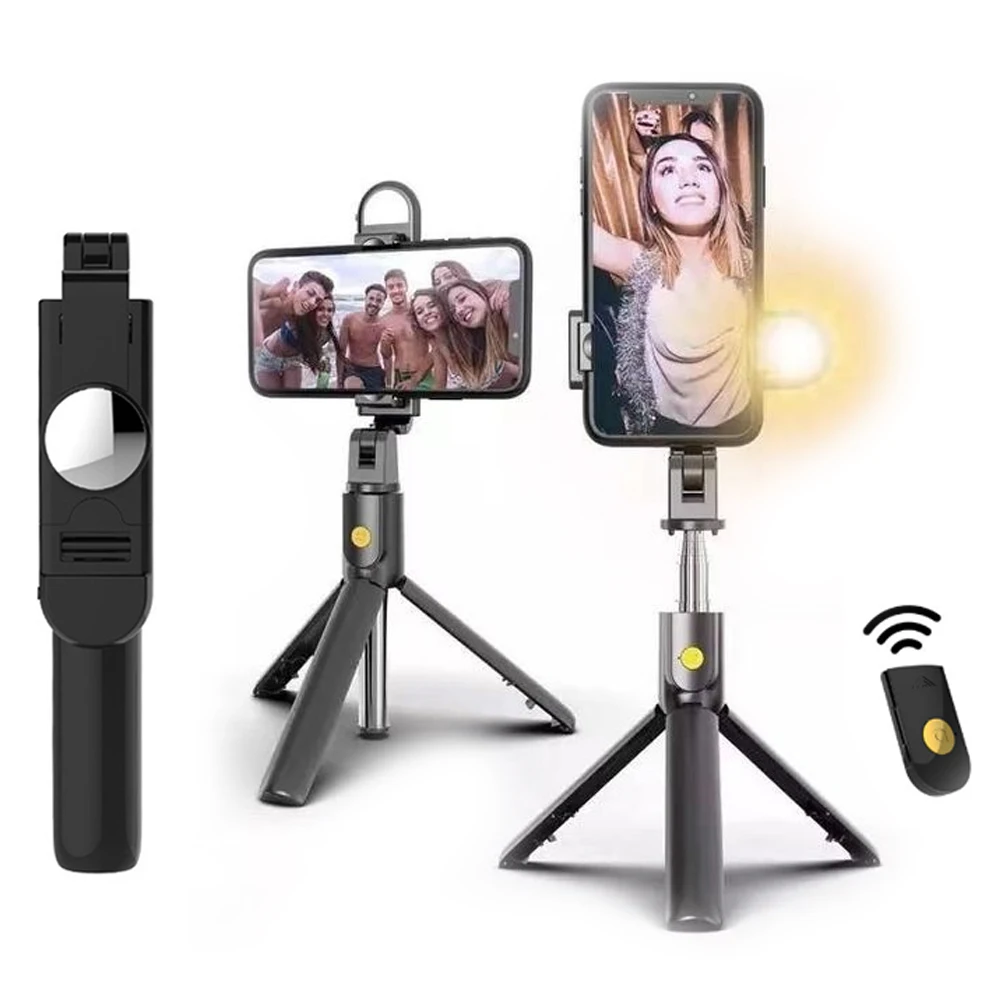 

6 In 1 Mini Wireless Bluetooth Selfie Stick 2022 New Style 360° Rotate Foldable Mini Tripod with Fill Light for IOS Android