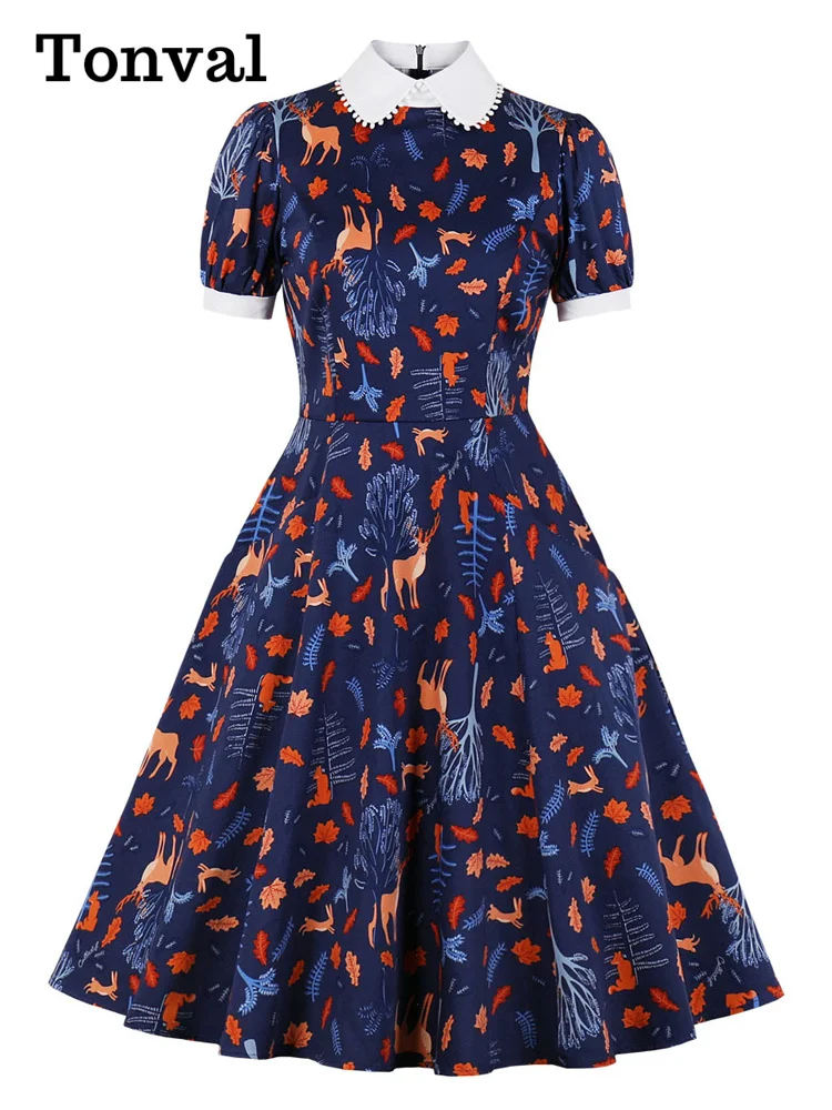 Женское винтажное Хлопковое платье Tonval ТРАПЕЦИЕВИДНОЕ ПЛАТЬЕ В Стиле 50-х с