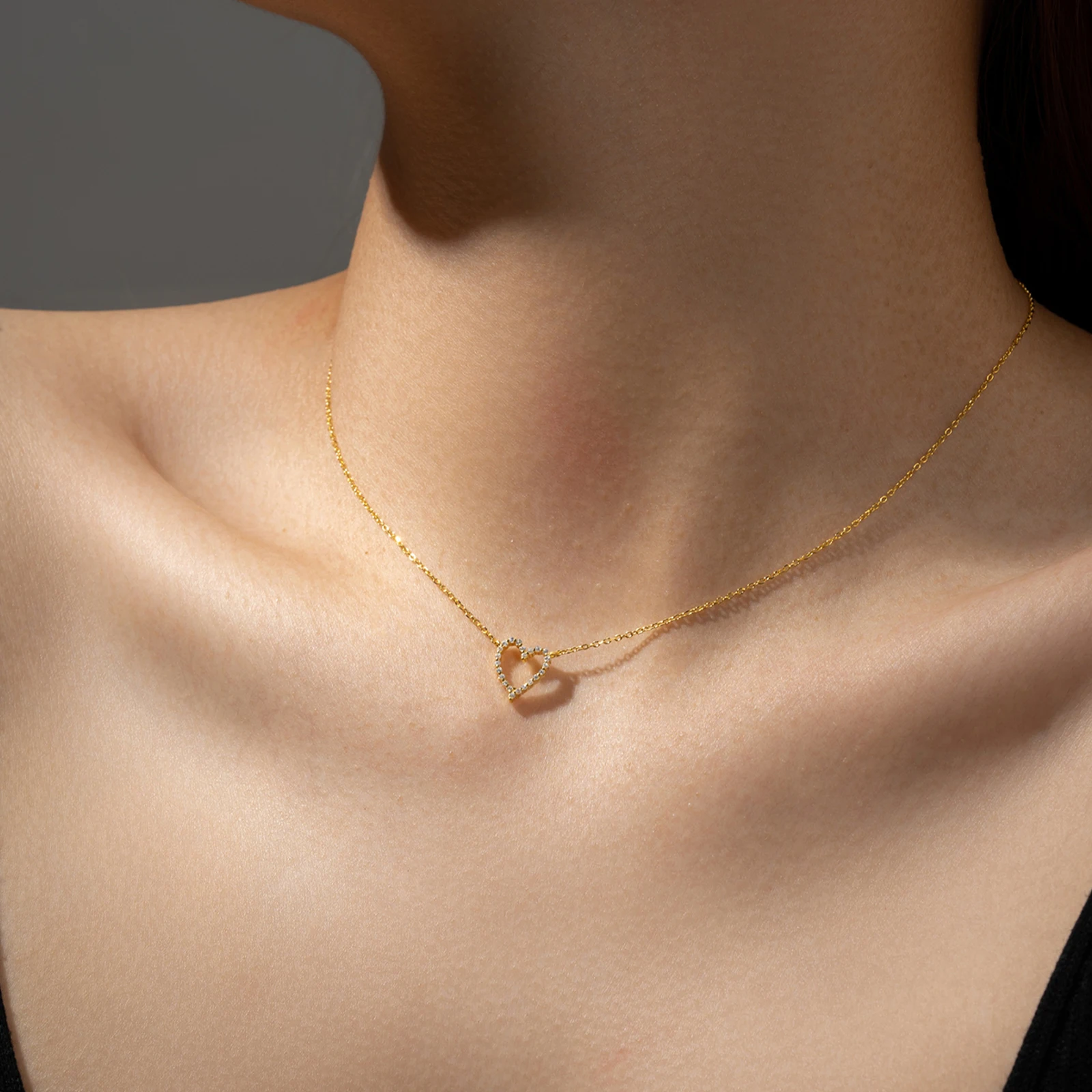 ANDYWEN стерлингового серебра 925 пробы сердце CZ циркон длинная цепочка ожерелье