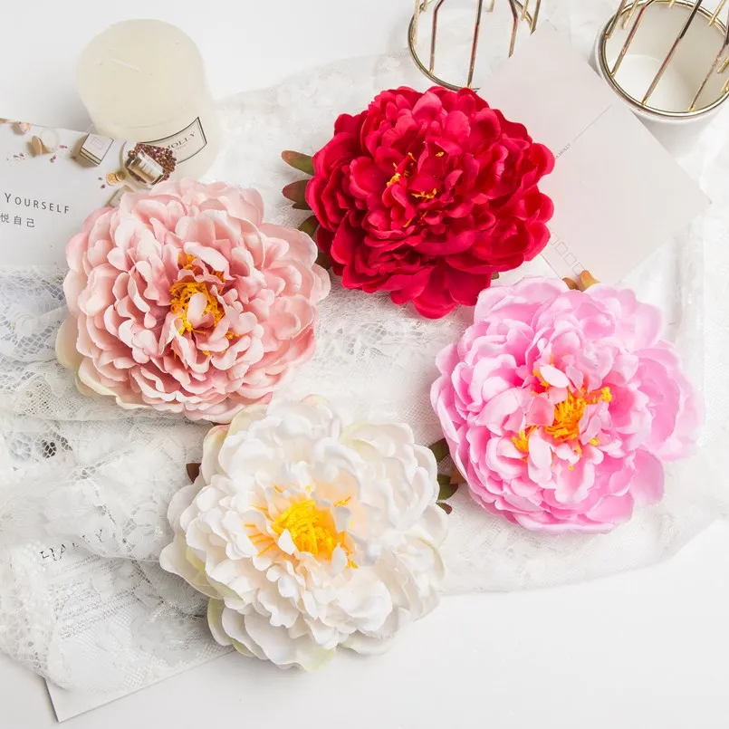 

2PC 15CM Silk Peony Head Wedding Decoration Home Bridal Accessories Clearance Christmas Wreath Artificial Flowers for Scrapbook