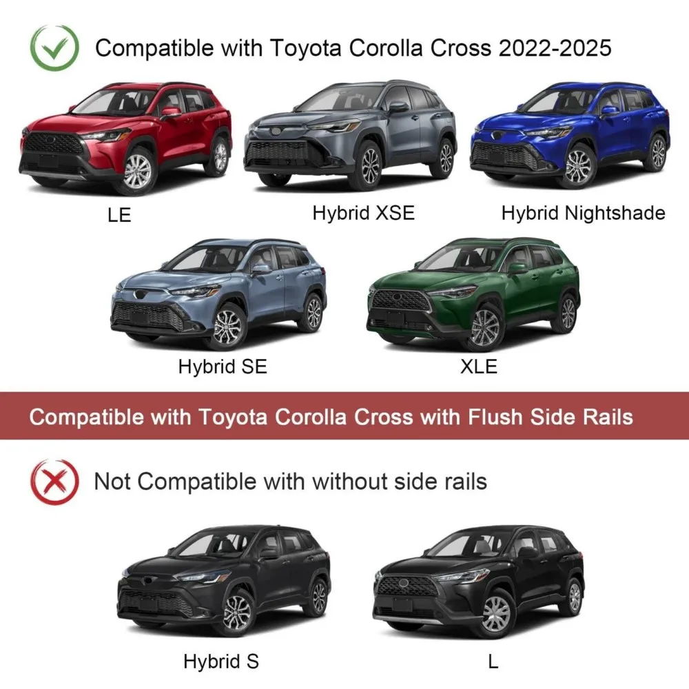 Фото 2 шт. поперечины для багажника на крышу Toyota Corolla Cross 2022-2025, с замком, черные №2