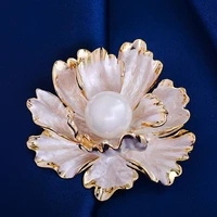 drip oil imitation pearl corsage peony brooch elegant fashion corsage small fragrance silk scarf buckle female