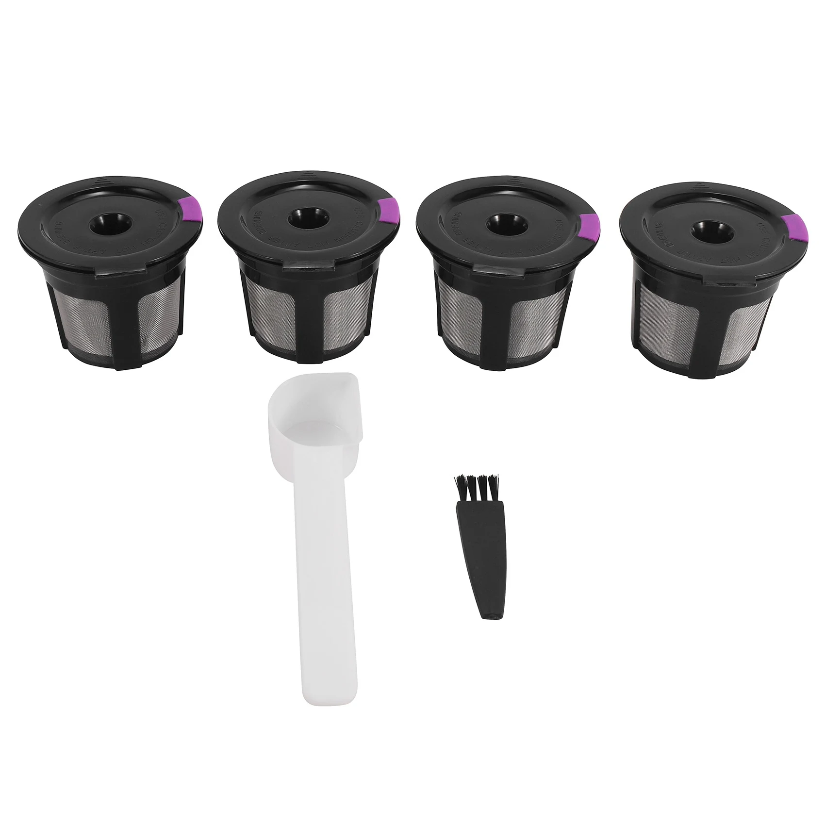 

4Pack Reusable for K Cups for Keurig 2.0 and 1.0 MINI PLUS Brewers Universal Easy to Use and with Coffee Brush and Spoon