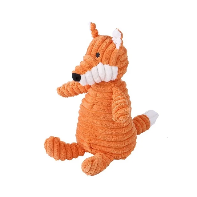Soft Toy Cute Foxes Chewing Wear-Resistant Squeaky Plush Dog Toy For Dog Animal Corduroy Sound Squeak Teddy Interactive 1