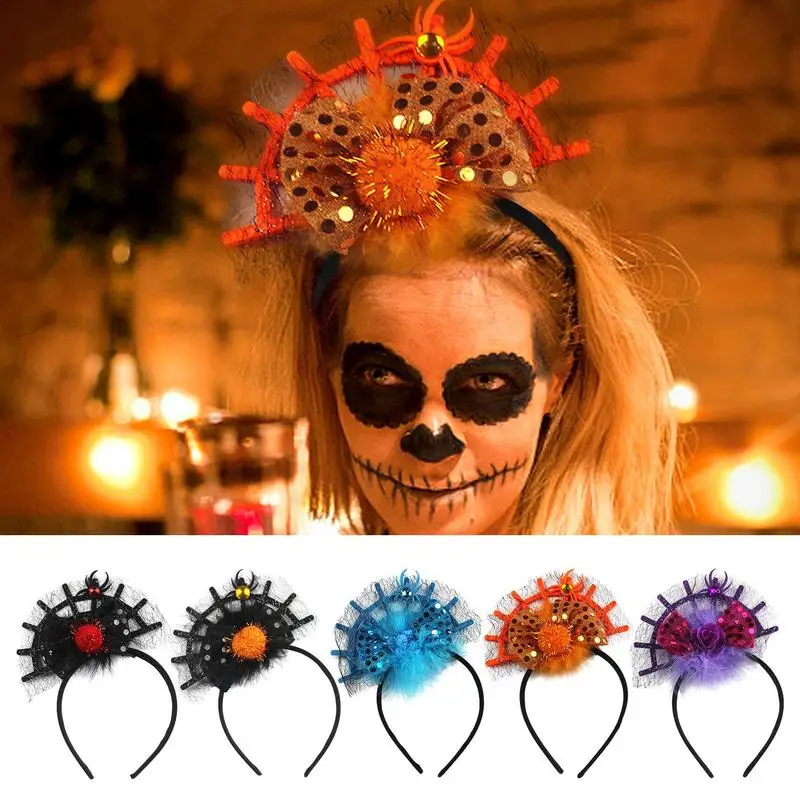 

Halloween Spider Web Headband Hair Sequins For Women Festival Party Cosplay Hairband Costume Headwear For Cosplay Prom Party