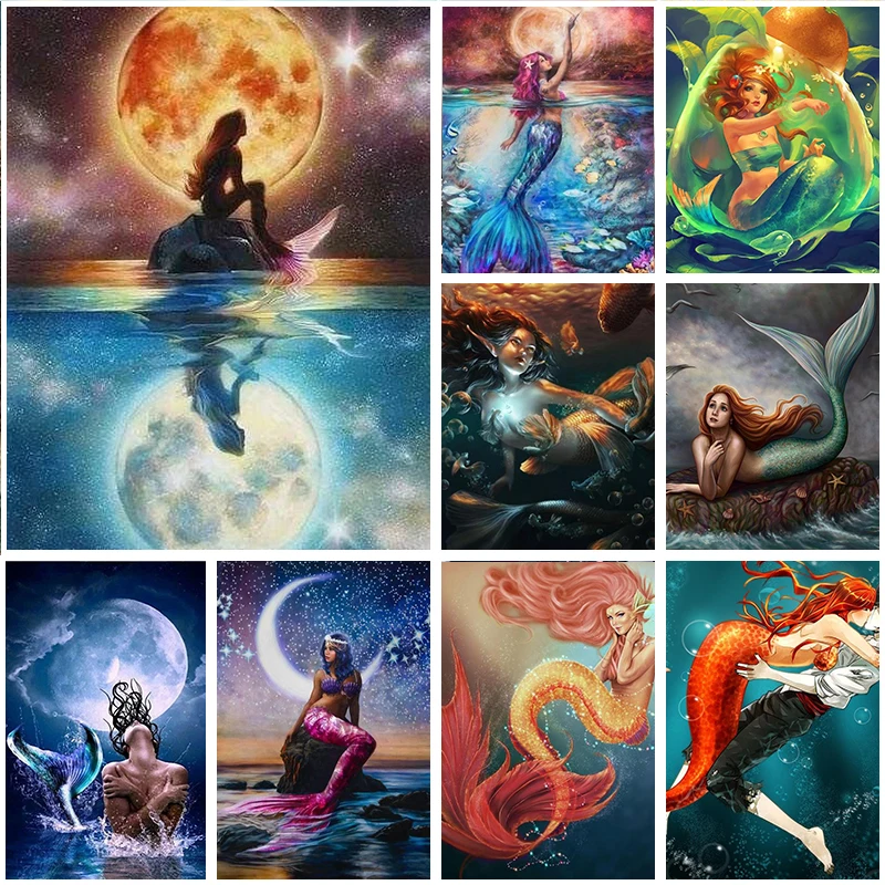 

5D DIY Diamond Mosaic Cartoon Cross Stitch Kit Mermaid Diamond Painting Embroidery Home Decoration Wall Pendant