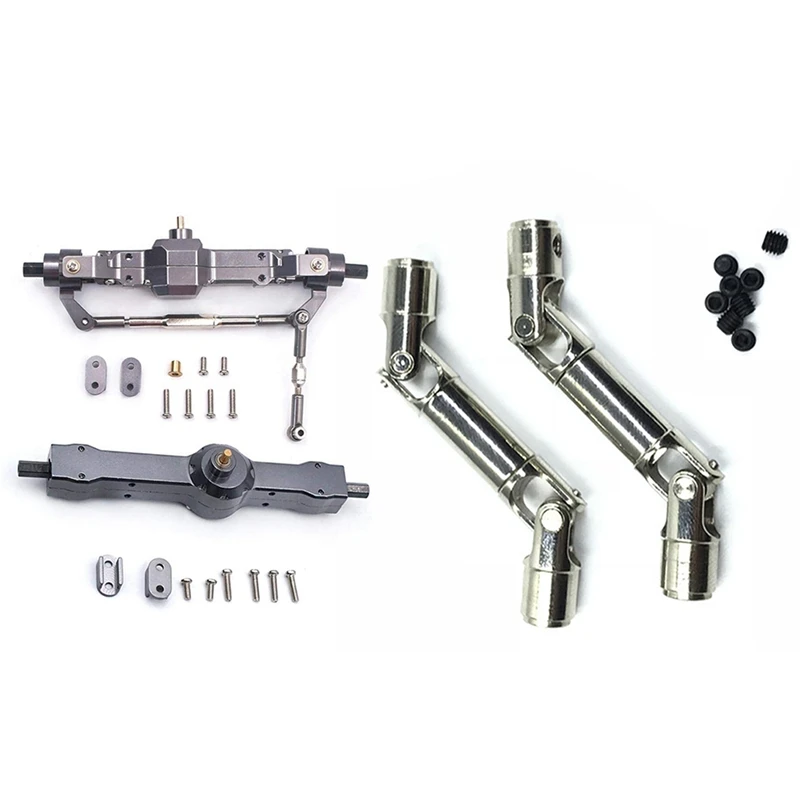 

2PCS Upgrade Metal Driving Shaft For WPL Henglong 1/16 Silver & 1Set Metal Front / Rear Bridge Axle Gear Box For WPL C14