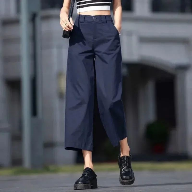 Широкие брюки с высокой талией женские весенне-осенние 2023 новые модные