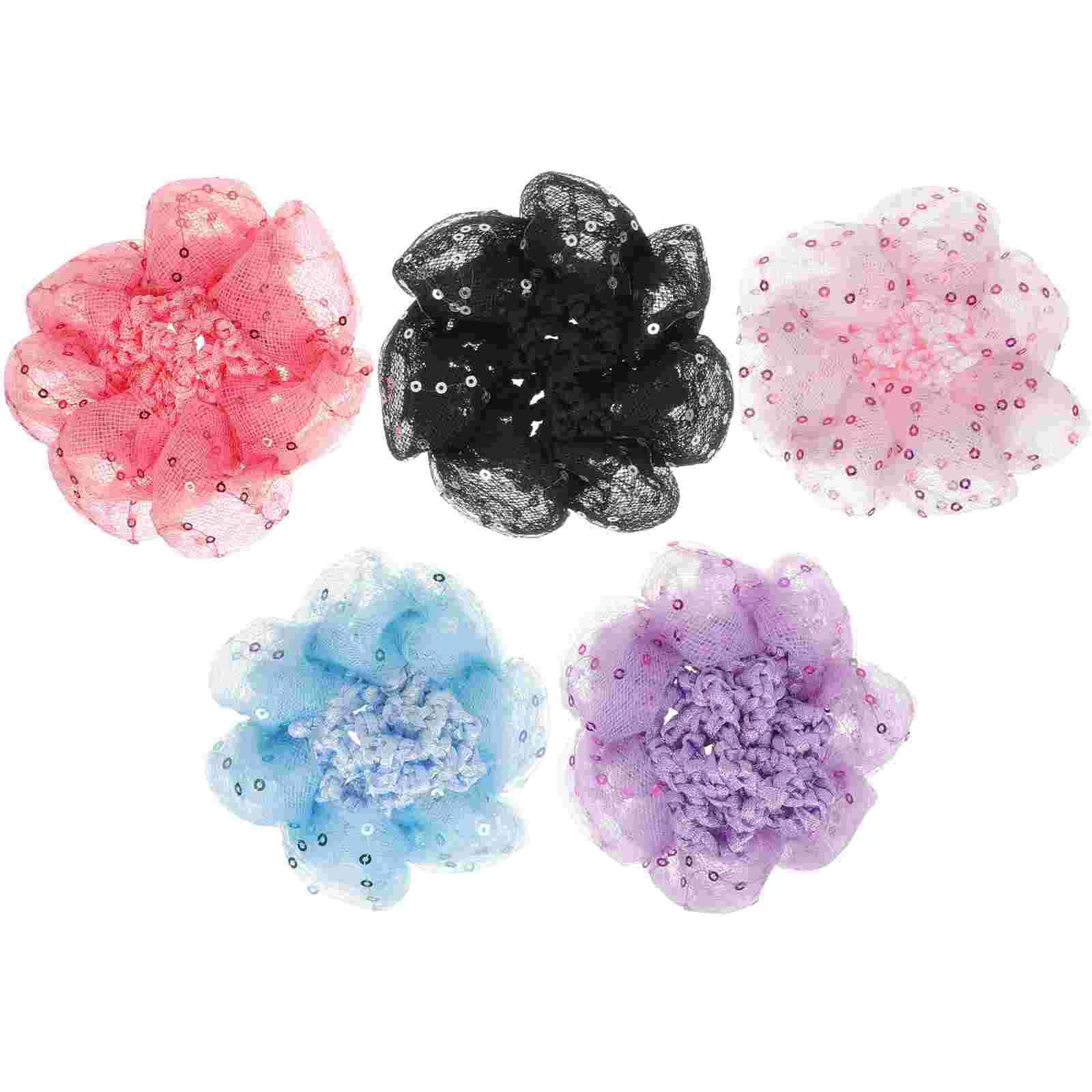 

5pcs Hair Bun Covers Women Bun Nets Colored Hair Gems For Women Girls