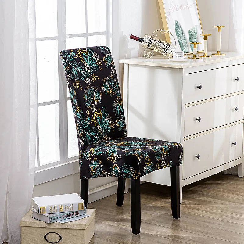

Однотонный чехол-накидка на стул, недорогие короткие эластичные чехлы на спинку стула, чехлы с принтом для обеденного стола, для бара, дома, ...
