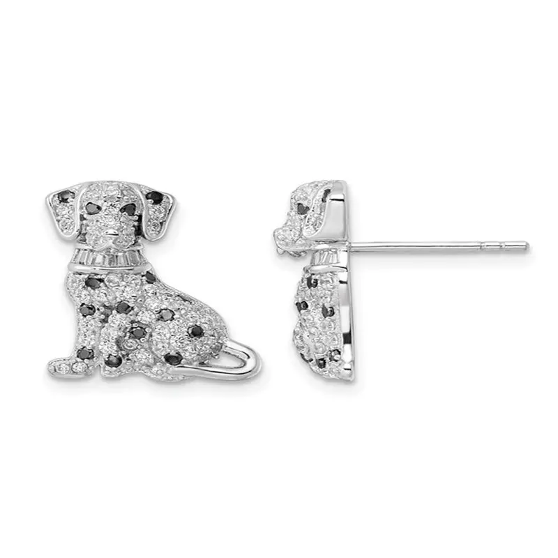 

Sterling Silver Dalmatian Dog Earrings with Cubic Zirconia