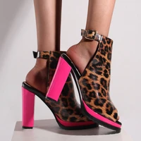 sandals for women high heels leopard buckle strap peep toe pu suede womens sandals spring autumn sandals women shoes 2022