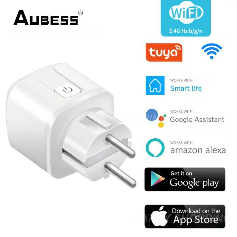 

Smart Socket Voice Control 16a/20a Eu Tuya Voice Control Via Alexa Google Home Yandex Timing Function Wifi Plug Power Monitoring