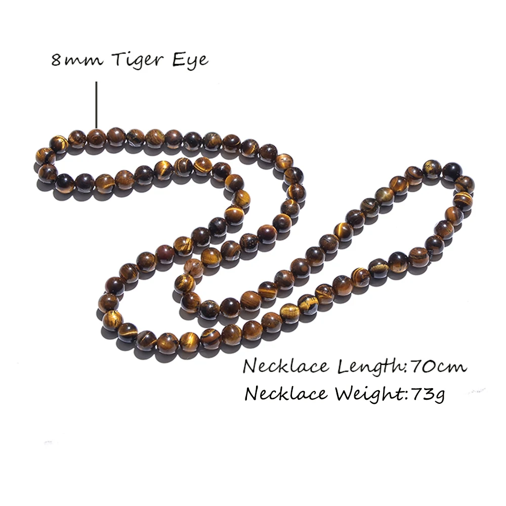 Ожерелье-чокер с бусинами из черного оникса тигровый глаз длинное ожерелье 8 мм