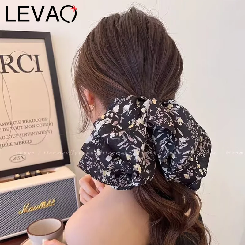 

Элегантная Цветочная заколка для волос LEVAO большого размера, Весенняя заколка для волос с модным принтом для женщин и девушек, милая заколка...