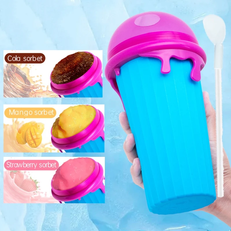 

DIY Smoothies Cup 500ML Ice Cream Maker Quick-Frozen Silicone Squeeze Cup Milkshake Bottle Slushy Maker Water Bottle Cooling Cup