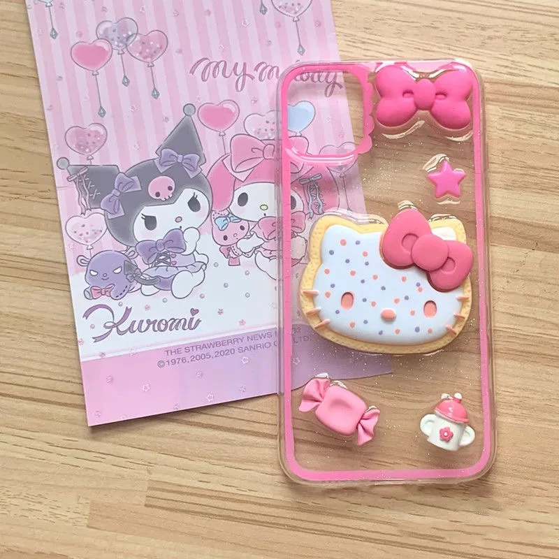 

BanDai Hello Kitty Three-dimensional Phone Cases For Xiaomi Redmi K40 K30 K20 note 11 10 9 8 7 pro Transparent Cover 2022