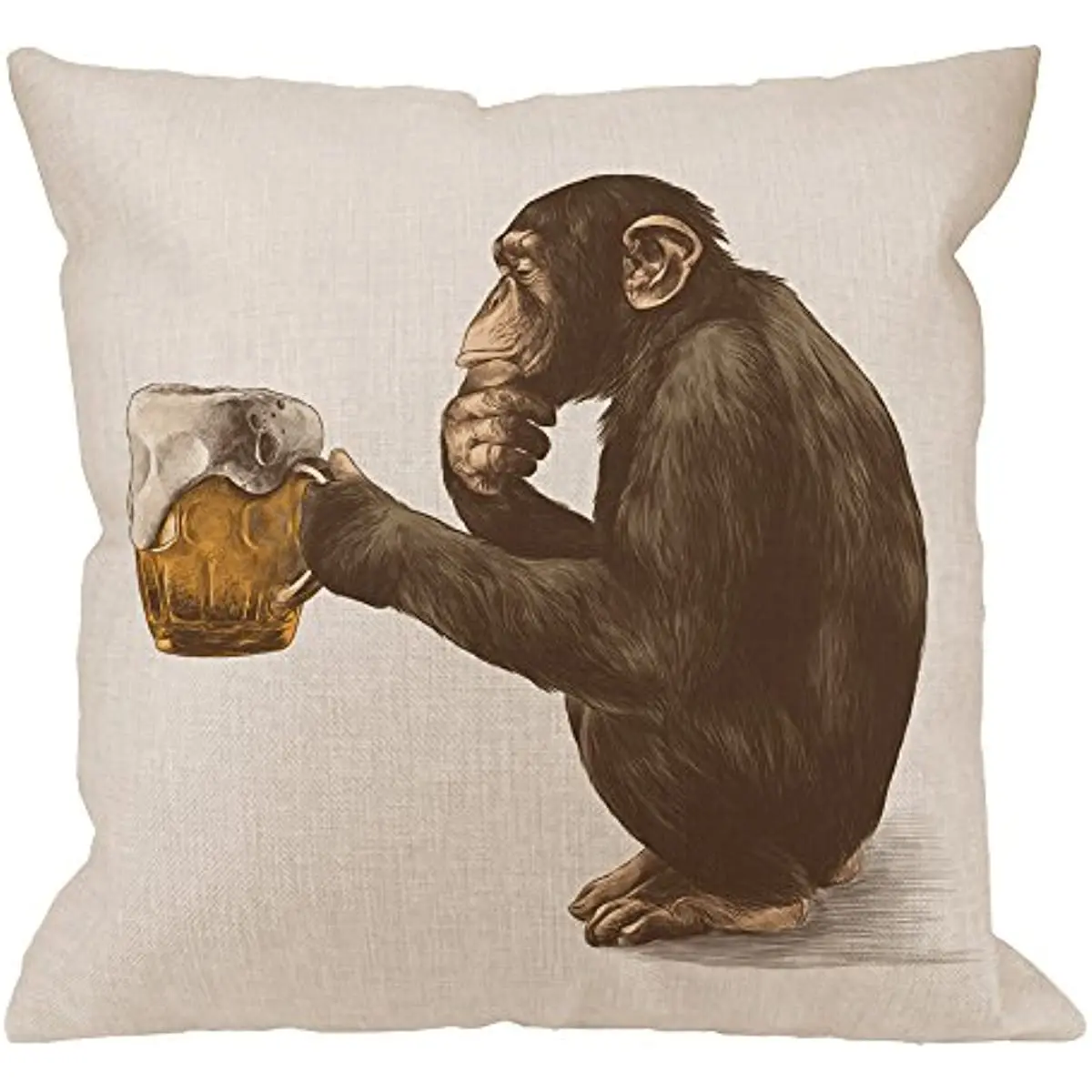 

Дизайнерская наволочка Gorilla в виде обезьяны, сидящей и продуманной формы, бокал пива, наволочки для домашнего дивана