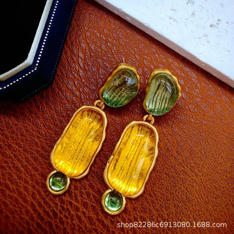 Ретро золотые элегантные серьги High Sense новые средневековые свежие сказочные желе