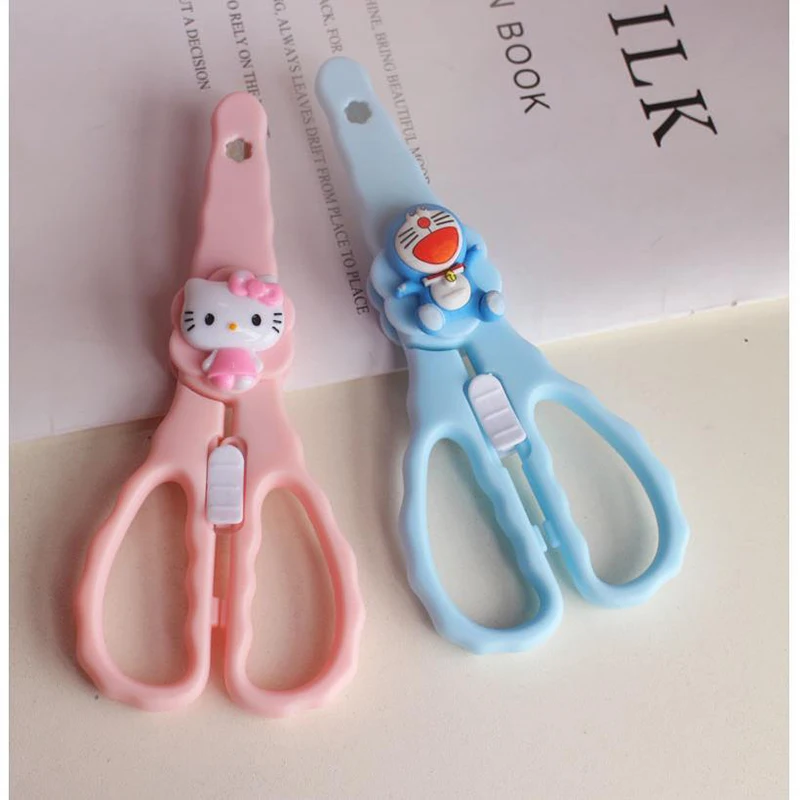 

Cute Hello Kitty Mini Safety Round Head Plastic Scissors Student Children Kid Paper Diy Cutting Scissors for Kindergarten School