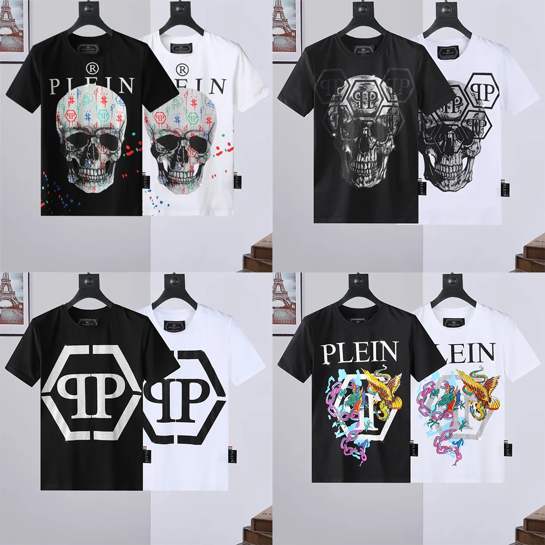 

New PHILIPP Men 3D T-Shirt Skull Pattern Crew Neck Short Sleeve QP Pleins Top Hip Hop Street Sportswear Male T-Shirt Clothing
