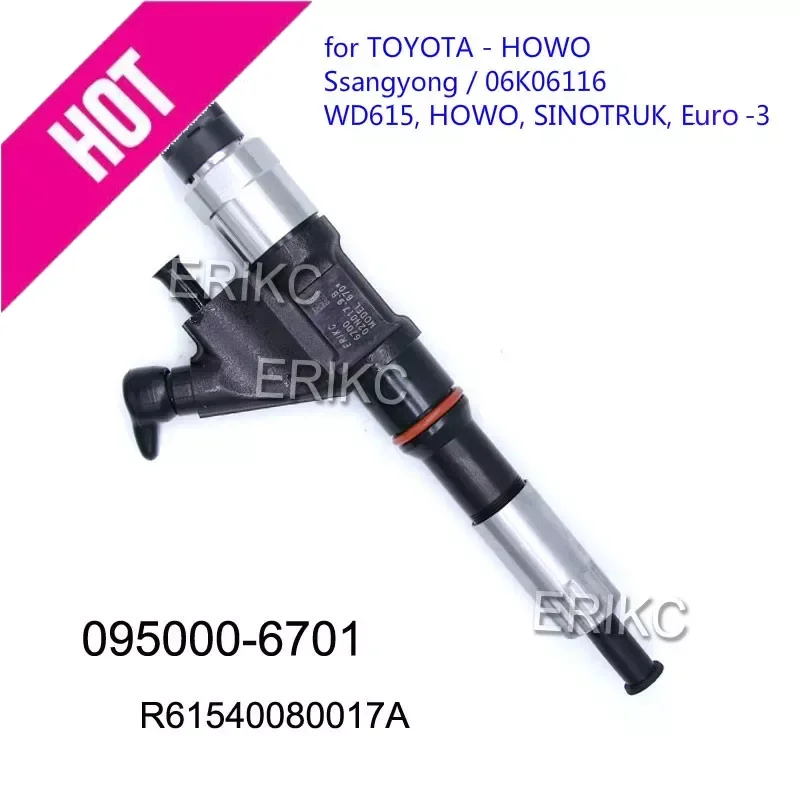 ЭРИКК 095000 -6701 Топливная форсунка 6701 Дизельная Common Rail R 61540080017 A OEM 9709500 -670 Для HOWO SINOTRUK