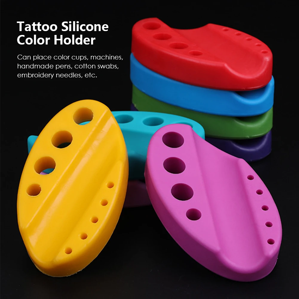 

Овальный силиконовый держатель для пигментных чернил для татуировок, подставка для краски, стойка для ручек для микроблейдинга, аксессуары для машинки для макияжа бровей