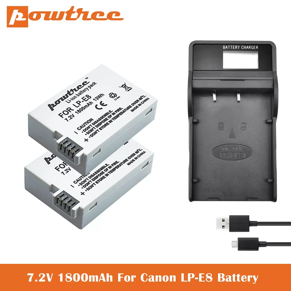 

Battery+Charger For Canon Rebel T5i T4i T3i T2i EOS 600D, 550D, 650D, 700D, Kiss X5, X4, Kiss X6 Replacement of LC-E8E L50