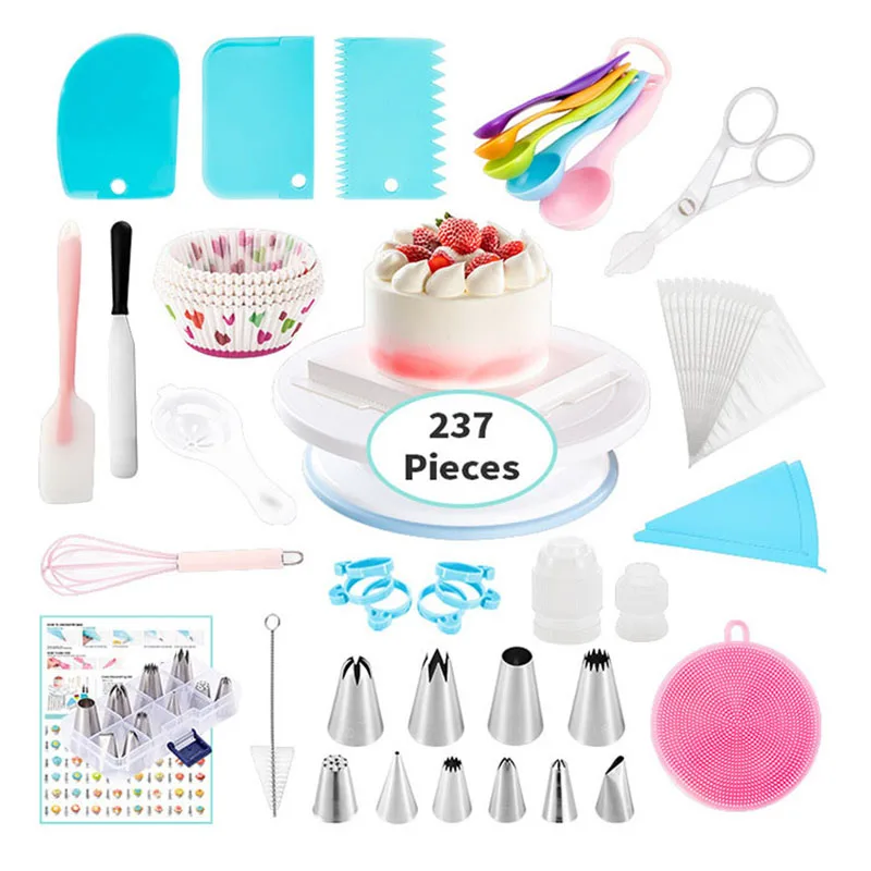 

Cake Decorating Tools Set Cake Turntable Spatula Kit Bakeware Pastry Tools Fondant Piping Bag Nozzles Kitchen Accessories