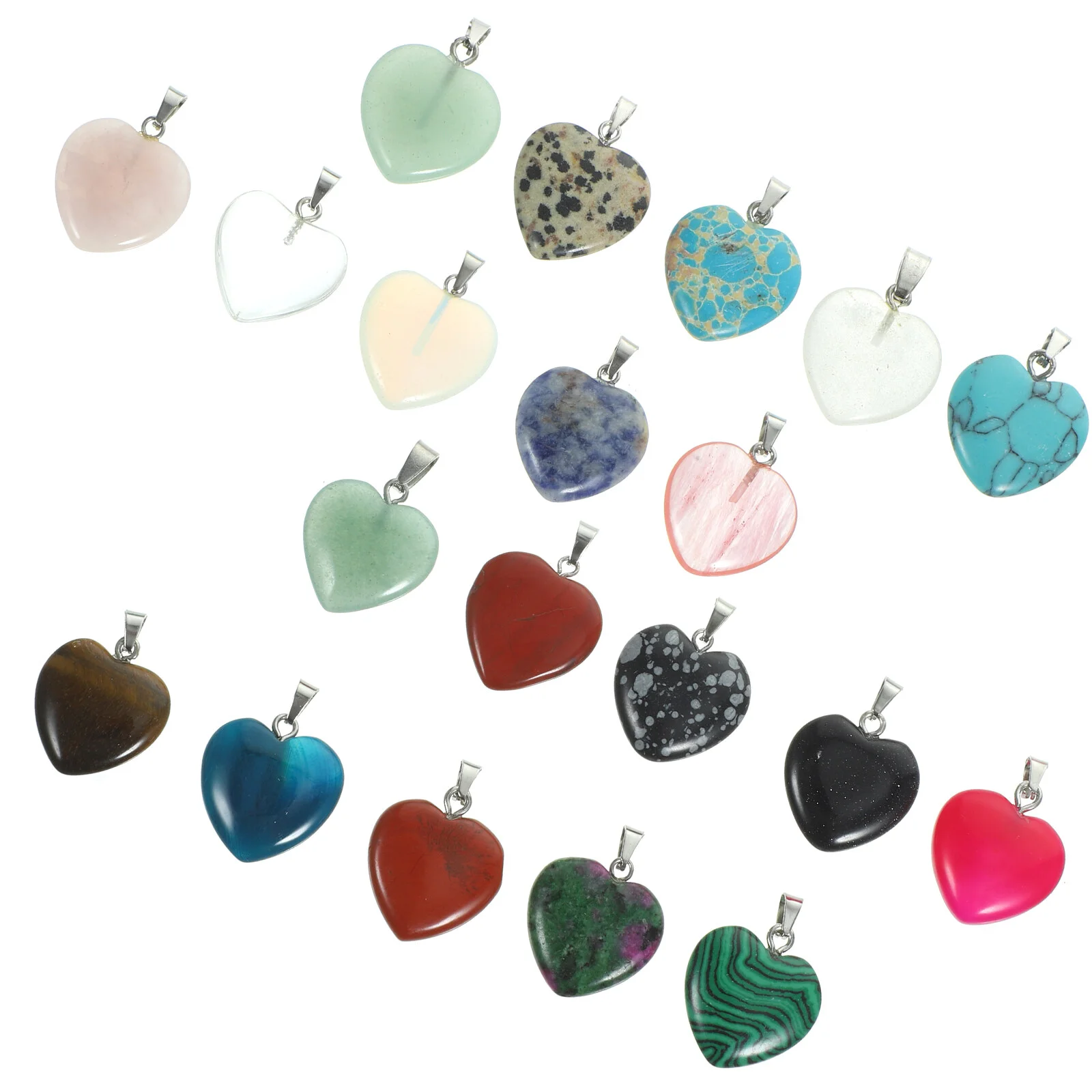 20 Pcs Ornament Heart Pendant Bracelet Adorable Decor Crafts Accessory Natural Crystal Hanging DIY